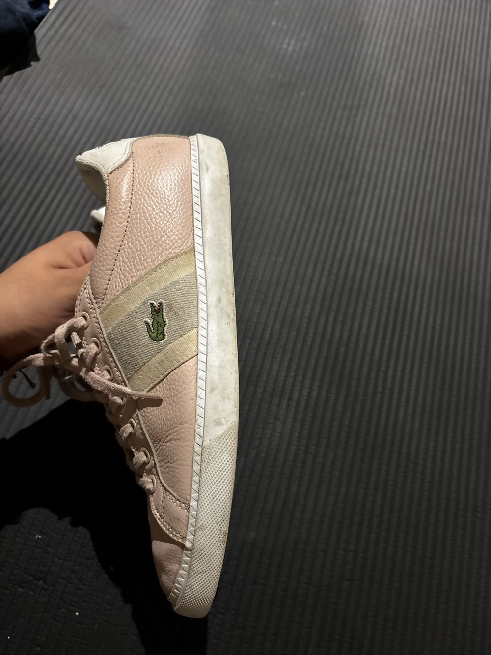 Lacoste  Pink Leather Sneaker with Cream Accent